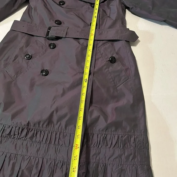 Burberry Purple Trench Coat with Pleated Hem